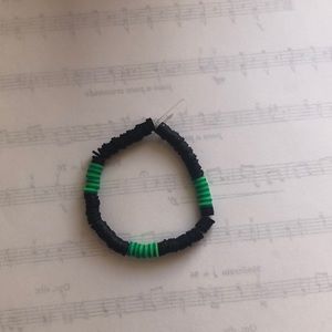 Black and green clay bracelet handmade by me